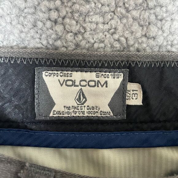 Volcom 31 Shorts Dark Charcoal Gray Flat Front Cotton Stretch EUC Mens - Picture 2 of 8